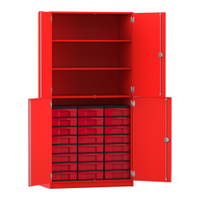 Flexeo® Schrank, 24 kleine Boxen, 3 Fächer, 4 Halbtüren