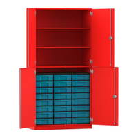 Flexeo® Schrank, 24 kleine Boxen, 3 Fächer, 4 Halbtüren