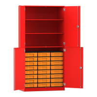 Flexeo® Schrank, 24 kleine Boxen, 3 Fächer, 4 Halbtüren