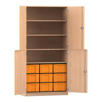 Flexeo® Schrank, 9 große Boxen, 4 Fächer, 4 Halbtüren