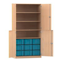 Flexeo® Schrank, 9 große Boxen, 4 Fächer, 4 Halbtüren