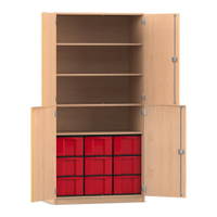Flexeo® Schrank, 9 große Boxen, 4 Fächer, 4 Halbtüren