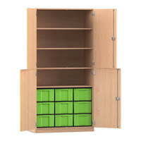 Flexeo® Schrank, 9 große Boxen, 4 Fächer, 4 Halbtüren