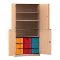 Flexeo® Schrank, 9 große Boxen, 4 Fächer, 4 Halbtüren