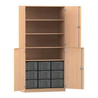 Flexeo® Schrank, 9 große Boxen, 4 Fächer, 4 Halbtüren