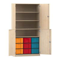 Flexeo® Schrank, 9 große Boxen, 4 Fächer, 4 Halbtüren