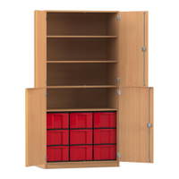 Flexeo® Schrank, 9 große Boxen, 4 Fächer, 4 Halbtüren