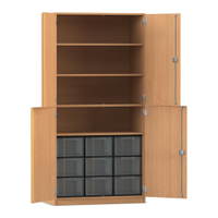 Flexeo® Schrank, 9 große Boxen, 4 Fächer, 4 Halbtüren