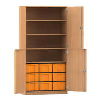 Flexeo® Schrank, 9 große Boxen, 4 Fächer, 4 Halbtüren