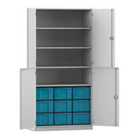Flexeo® Schrank, 9 große Boxen, 4 Fächer, 4 Halbtüren