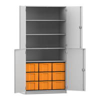 Flexeo® Schrank, 9 große Boxen, 4 Fächer, 4 Halbtüren