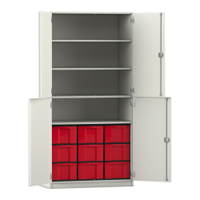 Flexeo® Schrank, 9 große Boxen, 4 Fächer, 4 Halbtüren