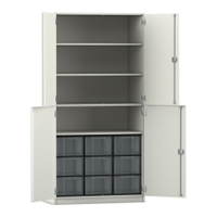 Flexeo® Schrank, 9 große Boxen, 4 Fächer, 4 Halbtüren