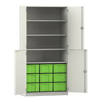 Flexeo® Schrank, 9 große Boxen, 4 Fächer, 4 Halbtüren