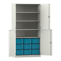 Flexeo® Schrank, 9 große Boxen, 4 Fächer, 4 Halbtüren