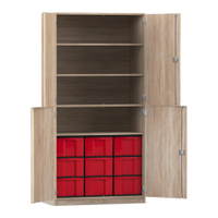 Flexeo® Schrank, 9 große Boxen, 4 Fächer, 4 Halbtüren