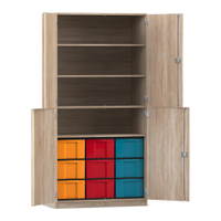 Flexeo® Schrank, 9 große Boxen, 4 Fächer, 4 Halbtüren