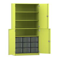 Flexeo® Schrank, 9 große Boxen, 4 Fächer, 4 Halbtüren