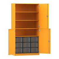 Flexeo® Schrank, 9 große Boxen, 4 Fächer, 4 Halbtüren