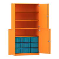 Flexeo® Schrank, 9 große Boxen, 4 Fächer, 4 Halbtüren