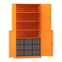 Flexeo® Schrank, 9 große Boxen, 4 Fächer, 4 Halbtüren
