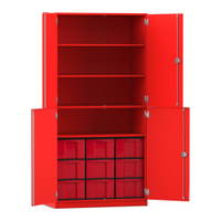 Flexeo® Schrank, 9 große Boxen, 4 Fächer, 4 Halbtüren