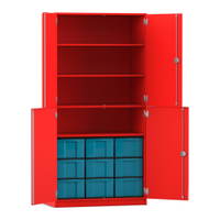 Flexeo® Schrank, 9 große Boxen, 4 Fächer, 4 Halbtüren