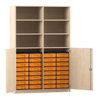 Flexeo® Schrank, 32 kleine Boxen, 6 Fächer, Mittelwand, 2 Halbtüren
