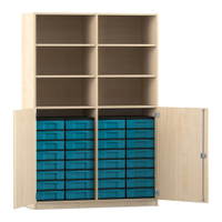 Flexeo® Schrank, 32 kleine Boxen, 6 Fächer, Mittelwand, 2 Halbtüren