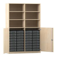 Flexeo® Schrank, 32 kleine Boxen, 6 Fächer, Mittelwand, 2 Halbtüren