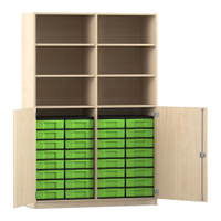 Flexeo® Schrank, 32 kleine Boxen, 6 Fächer, Mittelwand, 2 Halbtüren