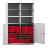 Flexeo® Schrank, 32 kleine Boxen, 6 Fächer, Mittelwand, 2 Halbtüren