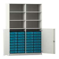 Flexeo® Schrank, 32 kleine Boxen, 6 Fächer, Mittelwand, 2 Halbtüren