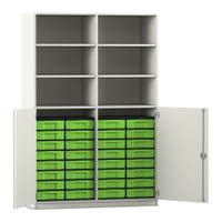 Flexeo® Schrank, 32 kleine Boxen, 6 Fächer, Mittelwand, 2 Halbtüren