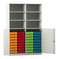 Flexeo® Schrank, 32 kleine Boxen, 6 Fächer, Mittelwand, 2 Halbtüren