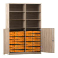 Flexeo® Schrank, 32 kleine Boxen, 6 Fächer, Mittelwand, 2 Halbtüren