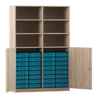 Flexeo® Schrank, 32 kleine Boxen, 6 Fächer, Mittelwand, 2 Halbtüren