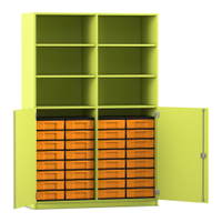 Flexeo® Schrank, 32 kleine Boxen, 6 Fächer, Mittelwand, 2 Halbtüren