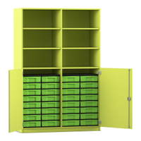 Flexeo® Schrank, 32 kleine Boxen, 6 Fächer, Mittelwand, 2 Halbtüren