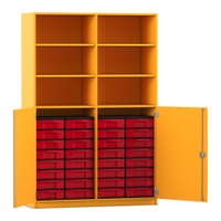 Flexeo® Schrank, 32 kleine Boxen, 6 Fächer, Mittelwand, 2 Halbtüren