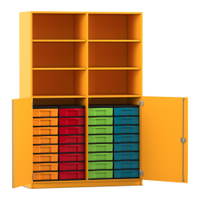 Flexeo® Schrank, 32 kleine Boxen, 6 Fächer, Mittelwand, 2 Halbtüren