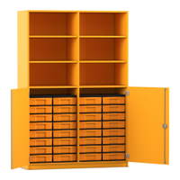 Flexeo® Schrank, 32 kleine Boxen, 6 Fächer, Mittelwand, 2 Halbtüren