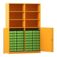 Flexeo® Schrank, 32 kleine Boxen, 6 Fächer, Mittelwand, 2 Halbtüren