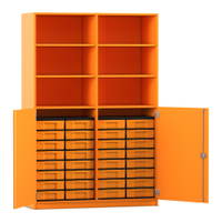 Flexeo® Schrank, 32 kleine Boxen, 6 Fächer, Mittelwand, 2 Halbtüren