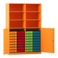 Flexeo® Schrank, 32 kleine Boxen, 6 Fächer, Mittelwand, 2 Halbtüren
