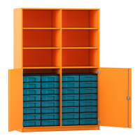 Flexeo® Schrank, 32 kleine Boxen, 6 Fächer, Mittelwand, 2 Halbtüren