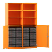 Flexeo® Schrank, 32 kleine Boxen, 6 Fächer, Mittelwand, 2 Halbtüren