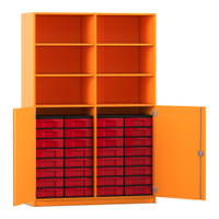 Flexeo® Schrank, 32 kleine Boxen, 6 Fächer, Mittelwand, 2 Halbtüren