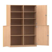 Flexeo® Schrank, 10 Fächer, Mittelwand, 4 Halbtüren, Breite 126,4 cm