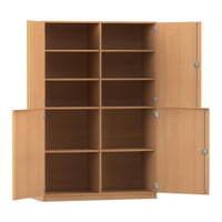 Flexeo® Schrank, 10 Fächer, Mittelwand, 4 Halbtüren, Breite 126,4 cm